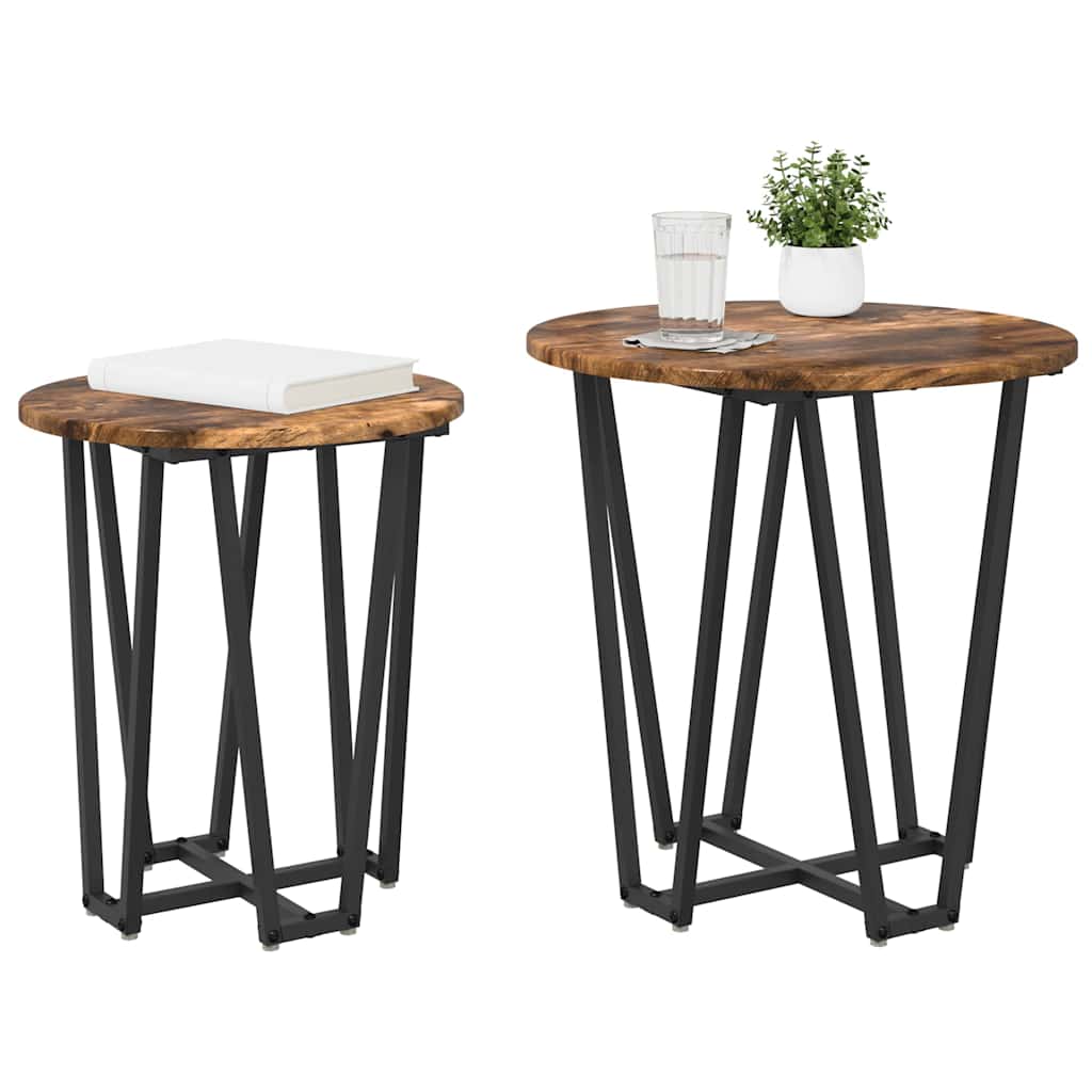 Beistelltisch-Set 2 pcs Geräucherte Eiche und Schwarz