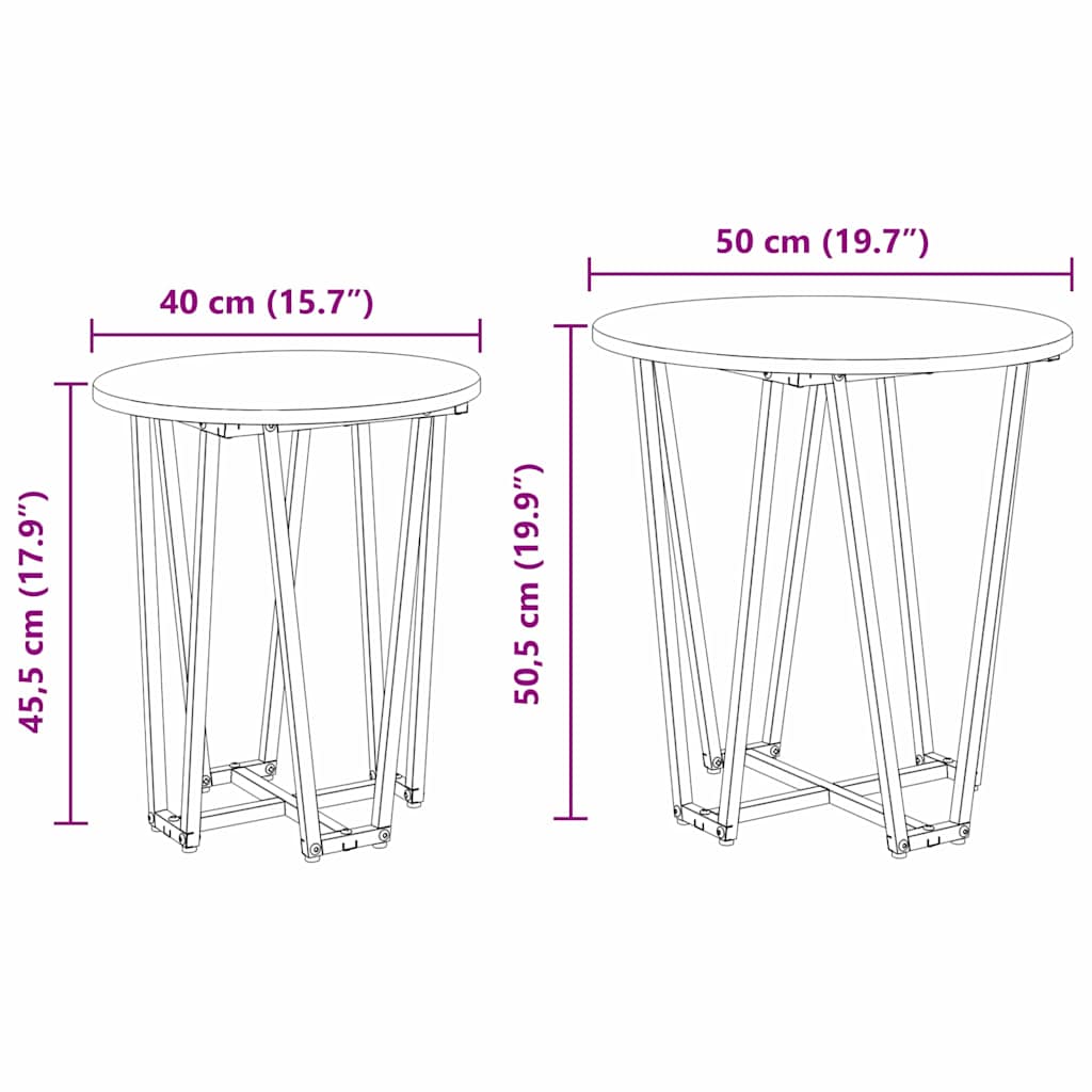 Beistelltisch-Set 2 pcs Geräucherte Eiche und Schwarz