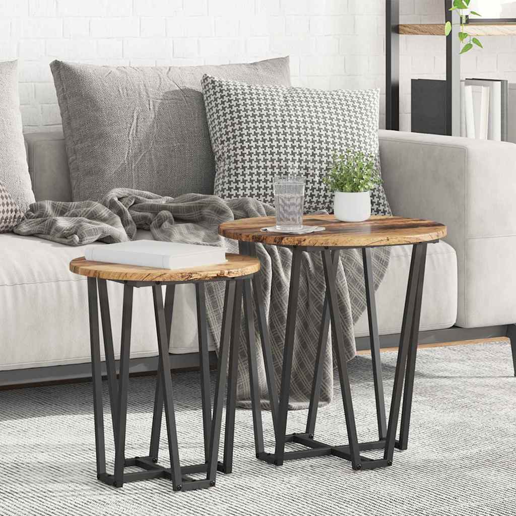Beistelltisch-Set 2 pcs Altholz und Schwarz
