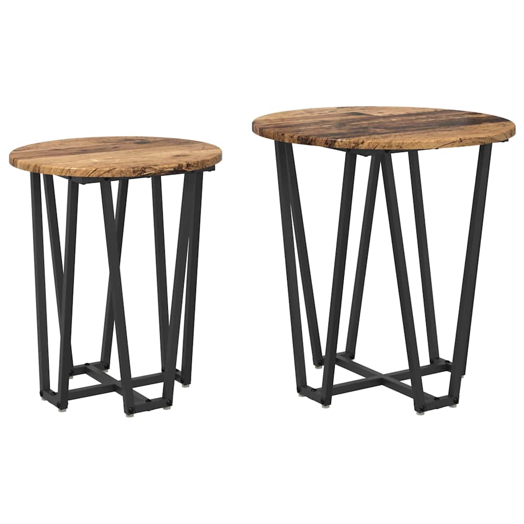 Beistelltisch-Set 2 pcs Altholz und Schwarz