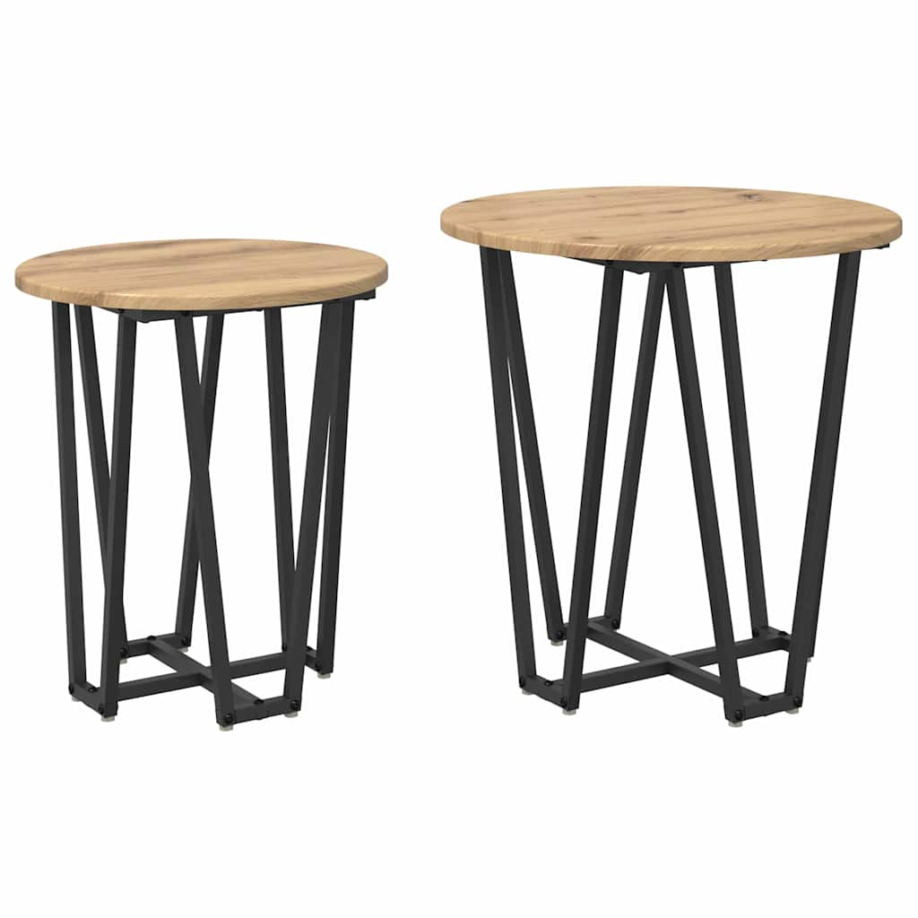 Beistelltisch-Set 2 pcs Artisan Eiche und Schwarz