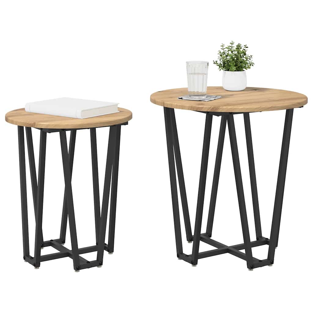 Beistelltisch-Set 2 pcs Artisan Eiche und Schwarz
