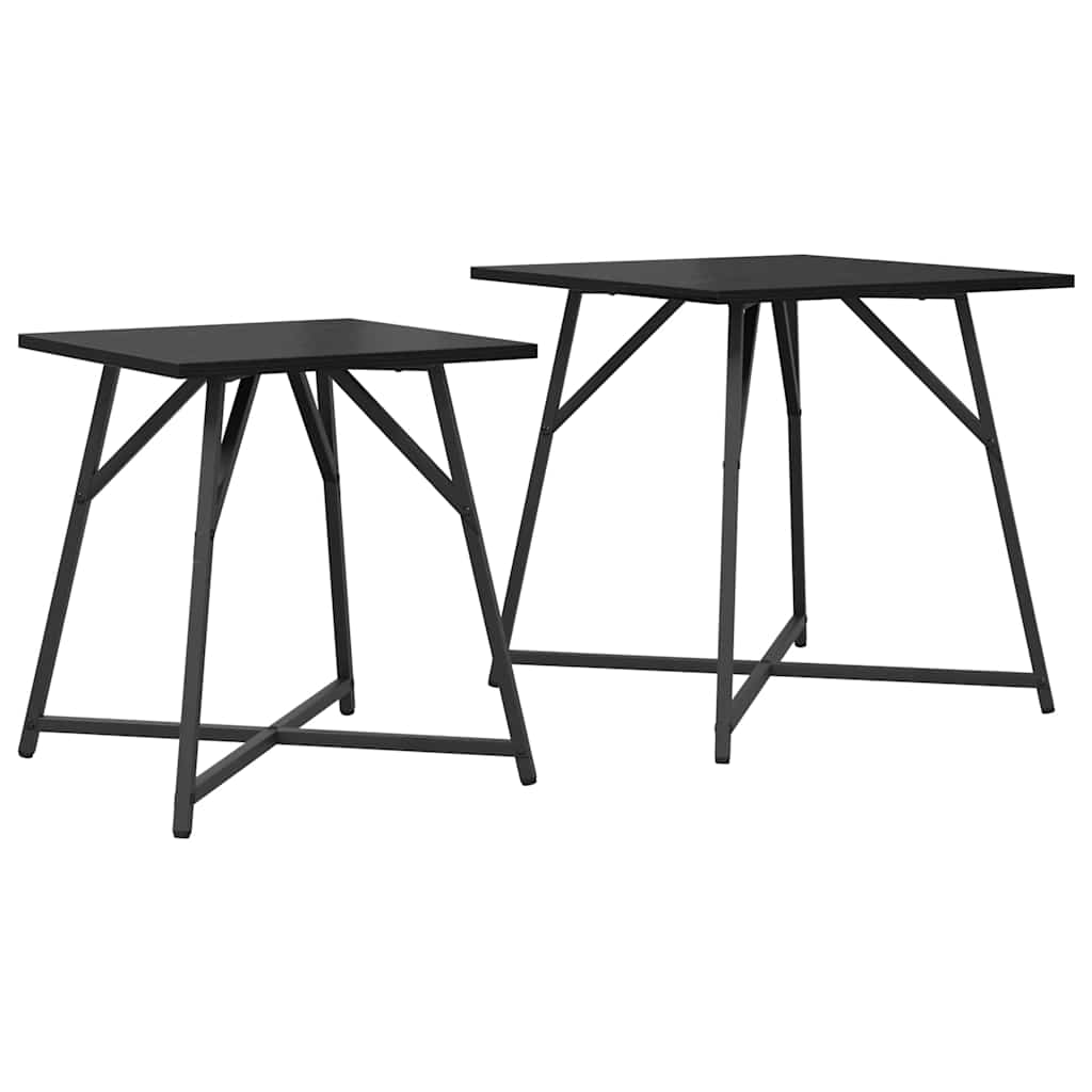 Beistelltisch-Set 2 pcs Schwarz Eichen-Optik