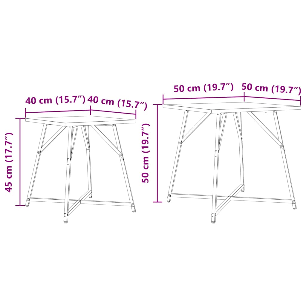 Beistelltisch-Set 2 pcs Schwarz Eichen-Optik