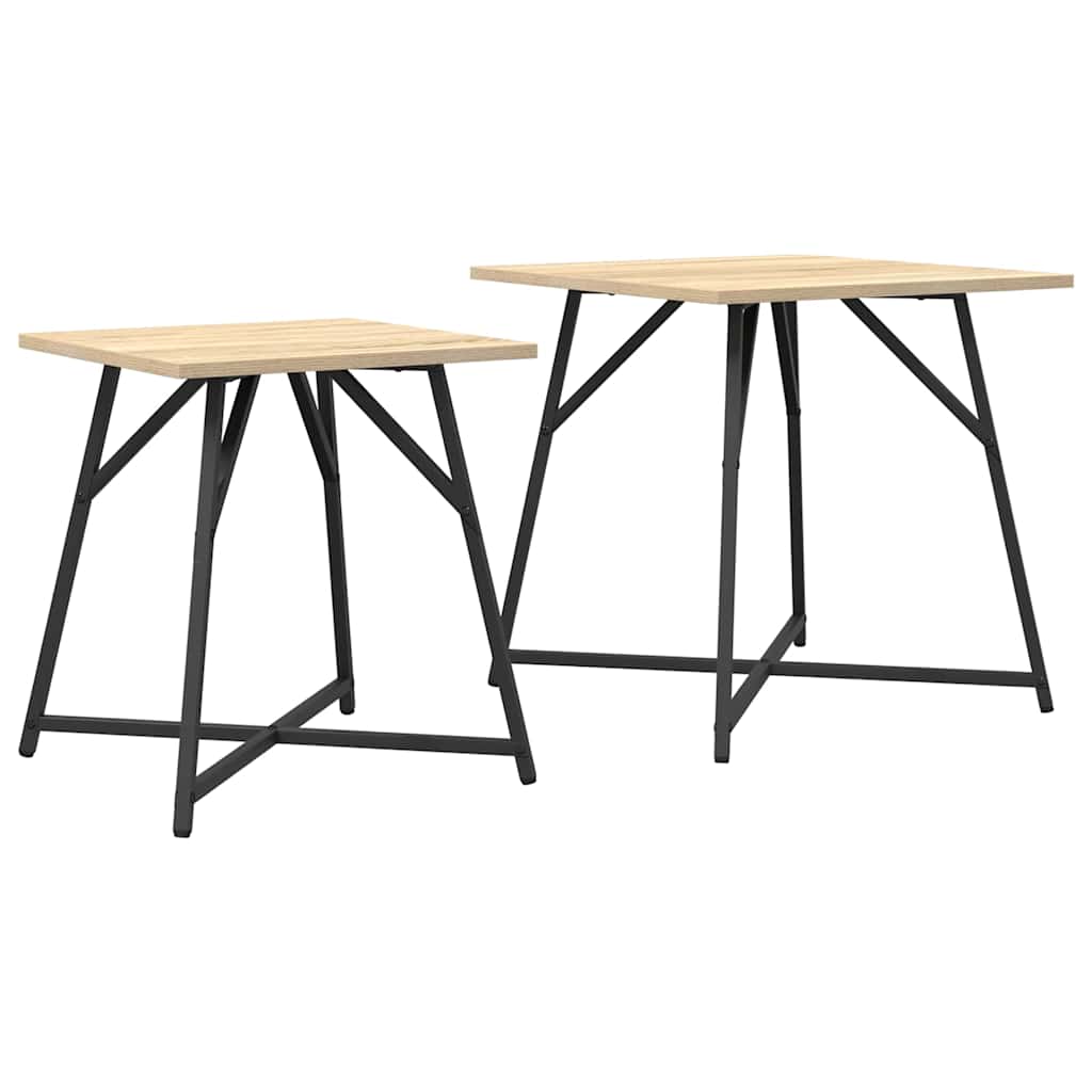 Beistelltisch-Set 2 pcs Sonoma Eiche und Schwarz