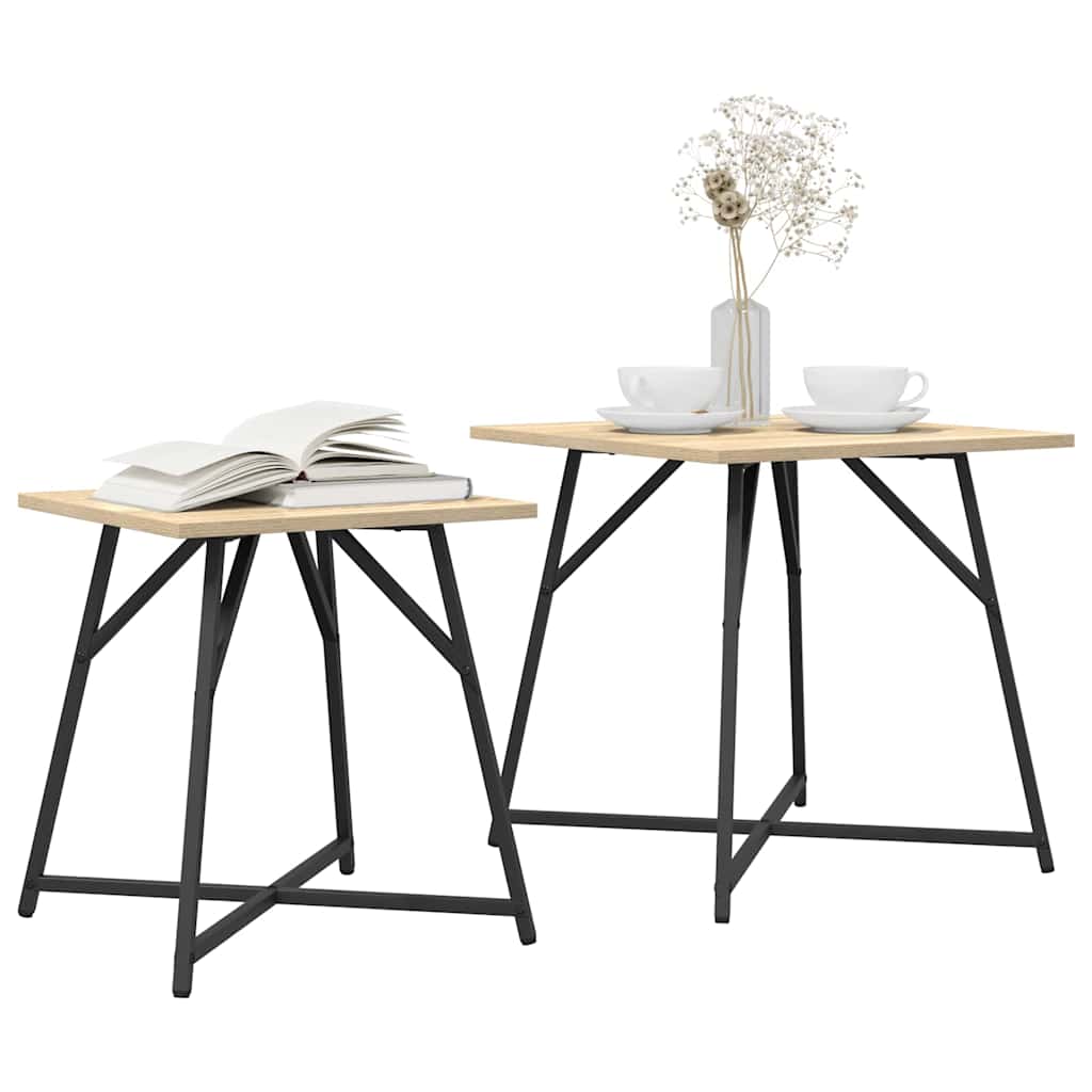 Beistelltisch-Set 2 pcs Sonoma Eiche und Schwarz