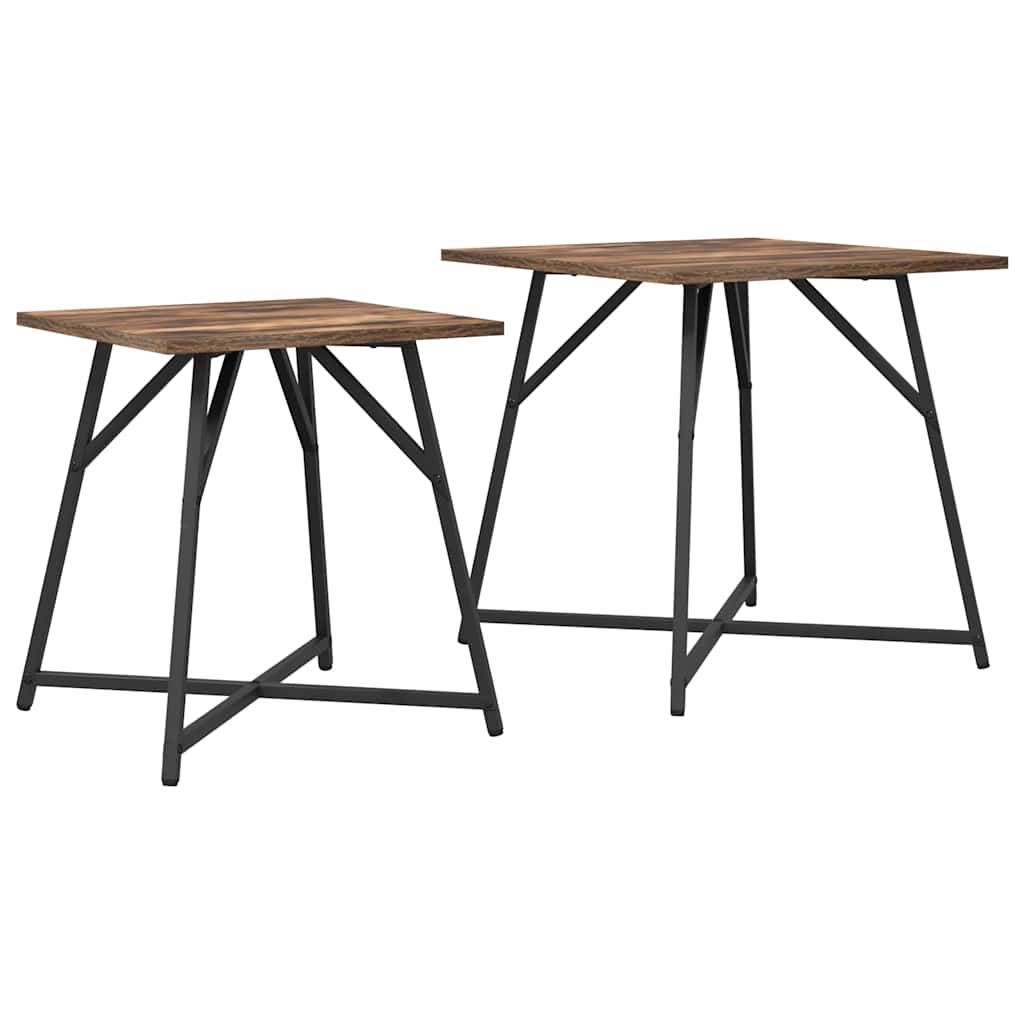 Beistelltisch-Set 2 pcs Geräucherte Eiche und Schwarz