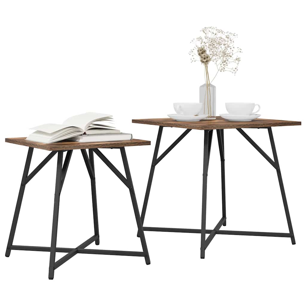 Beistelltisch-Set 2 pcs Geräucherte Eiche und Schwarz
