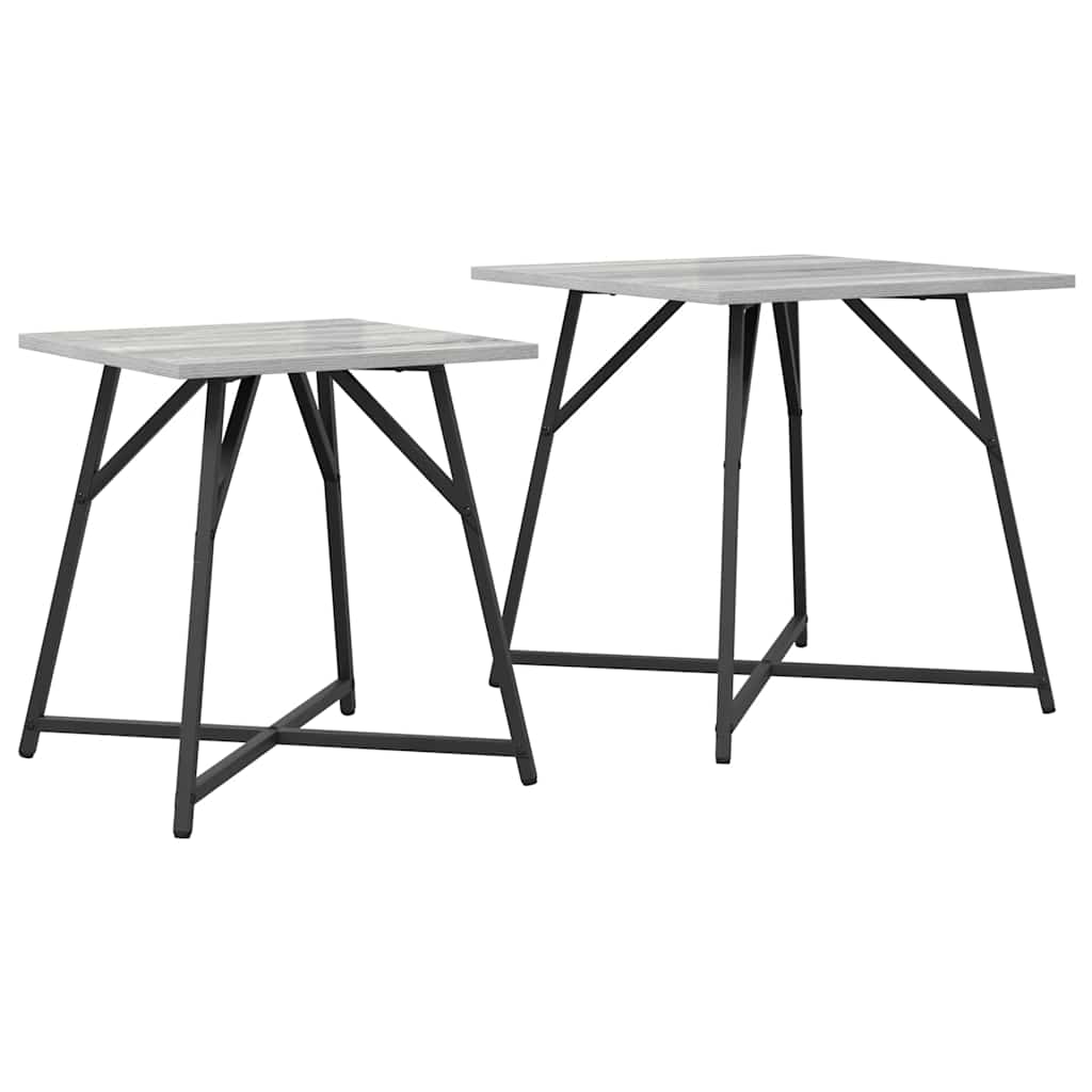 Beistelltisch-Set 2 pcs Grau Sonoma und Schwarz