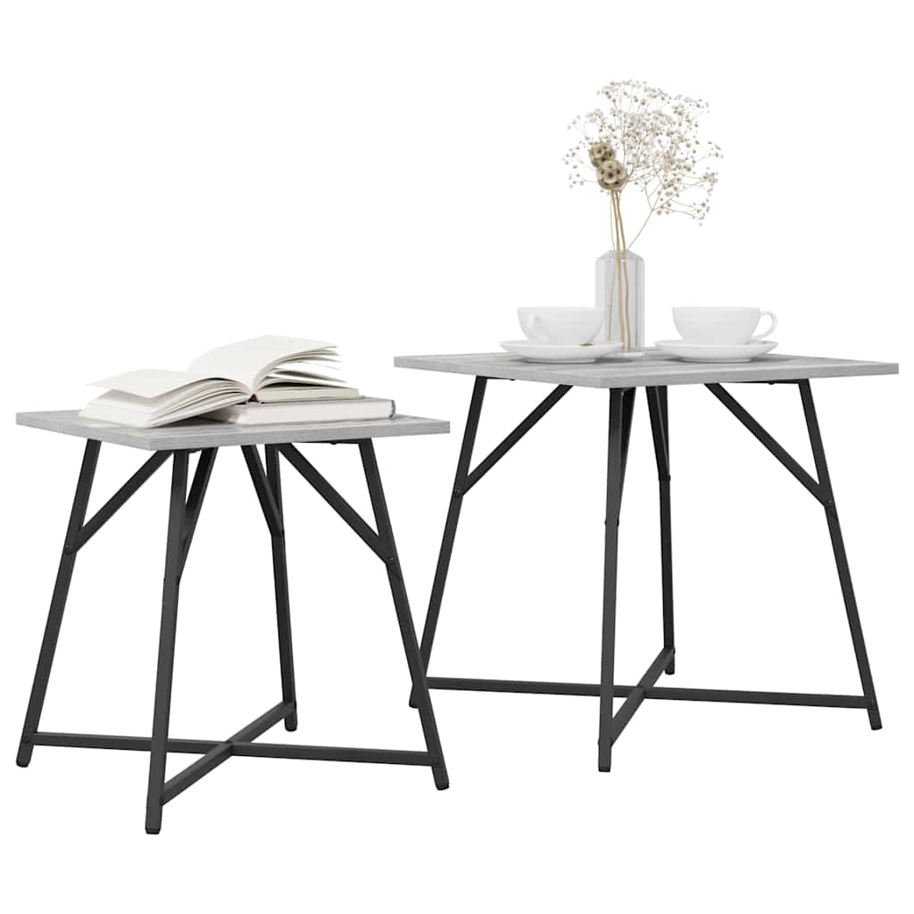 Beistelltisch-Set 2 pcs Grau Sonoma und Schwarz