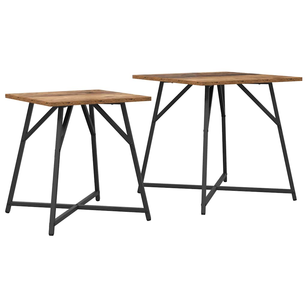 Beistelltisch-Set 2 pcs Altholz und Schwarz