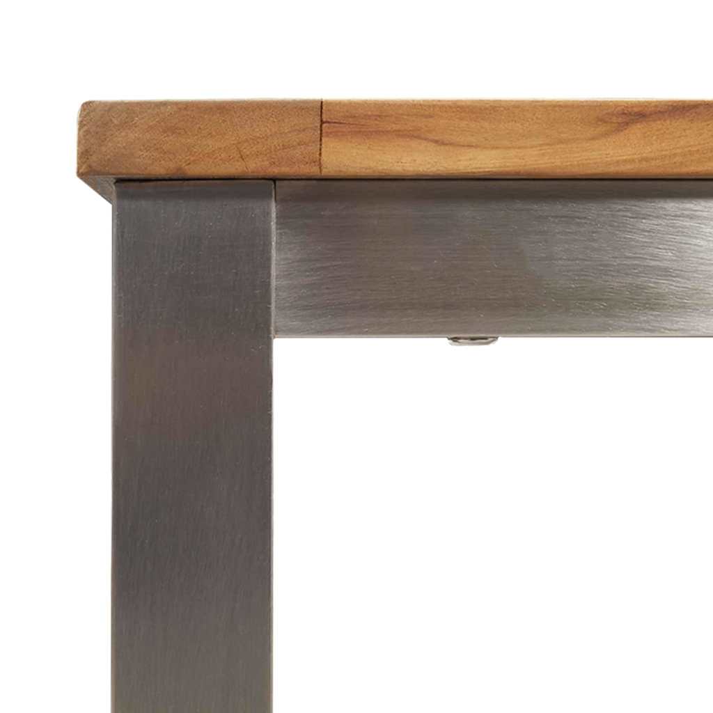 Esstisch 90x90x75 cm Massives Teakholz und Edelstahl