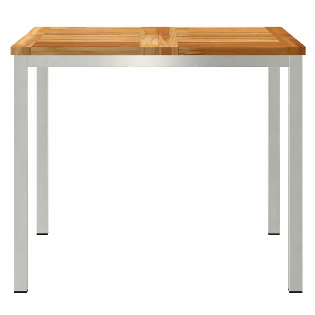 Esstisch 90x90x75 cm Massives Teakholz und Edelstahl