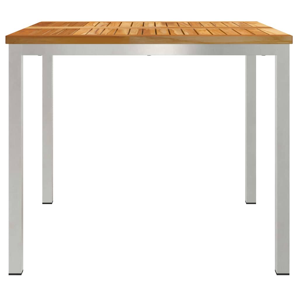 Esstisch 90x90x75 cm Massives Teakholz und Edelstahl