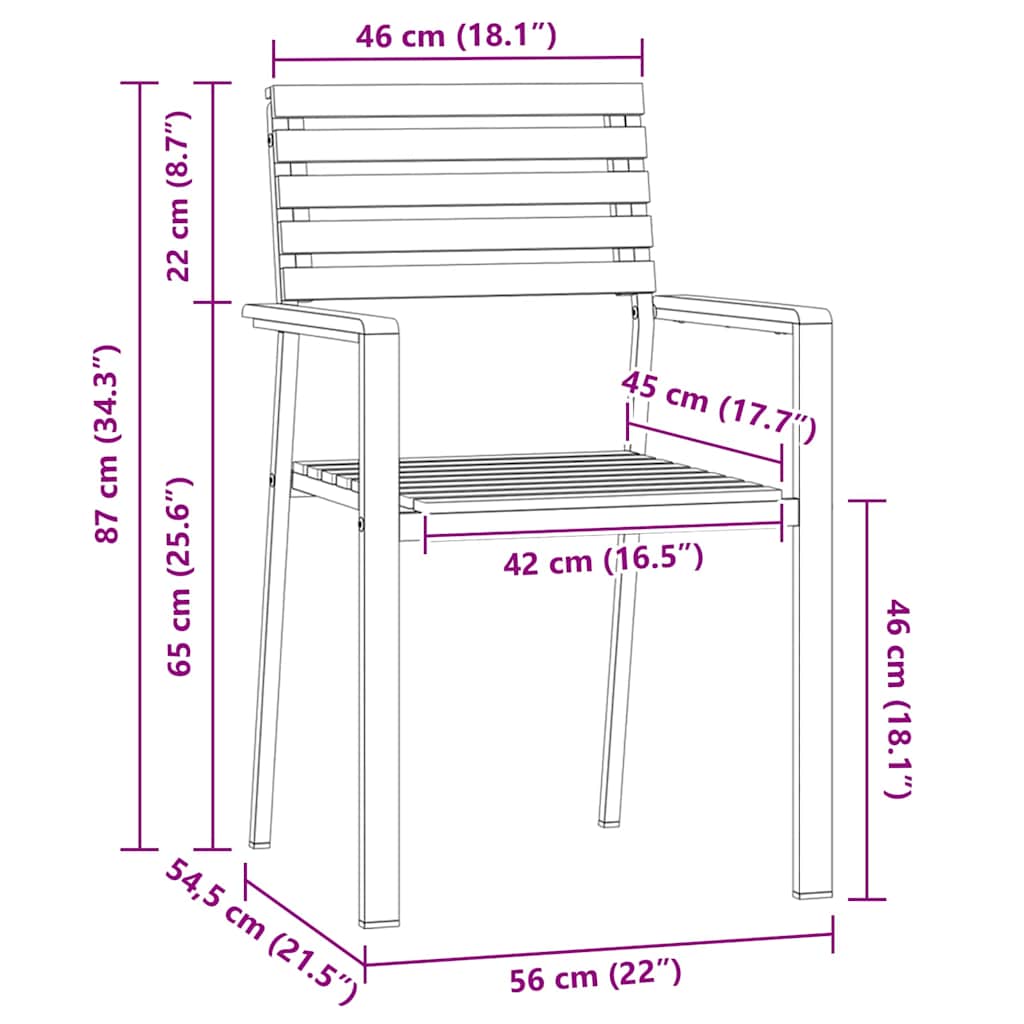 Gartenstuhl 2 pcs Öl-Natur 56 x 54,5 x 87 cm Massivholz Akazie