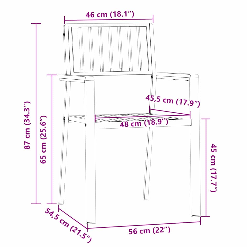 Gartenstuhl 2 pcs Braun 56 x 54,5 x 87 cm Massivholz Teak