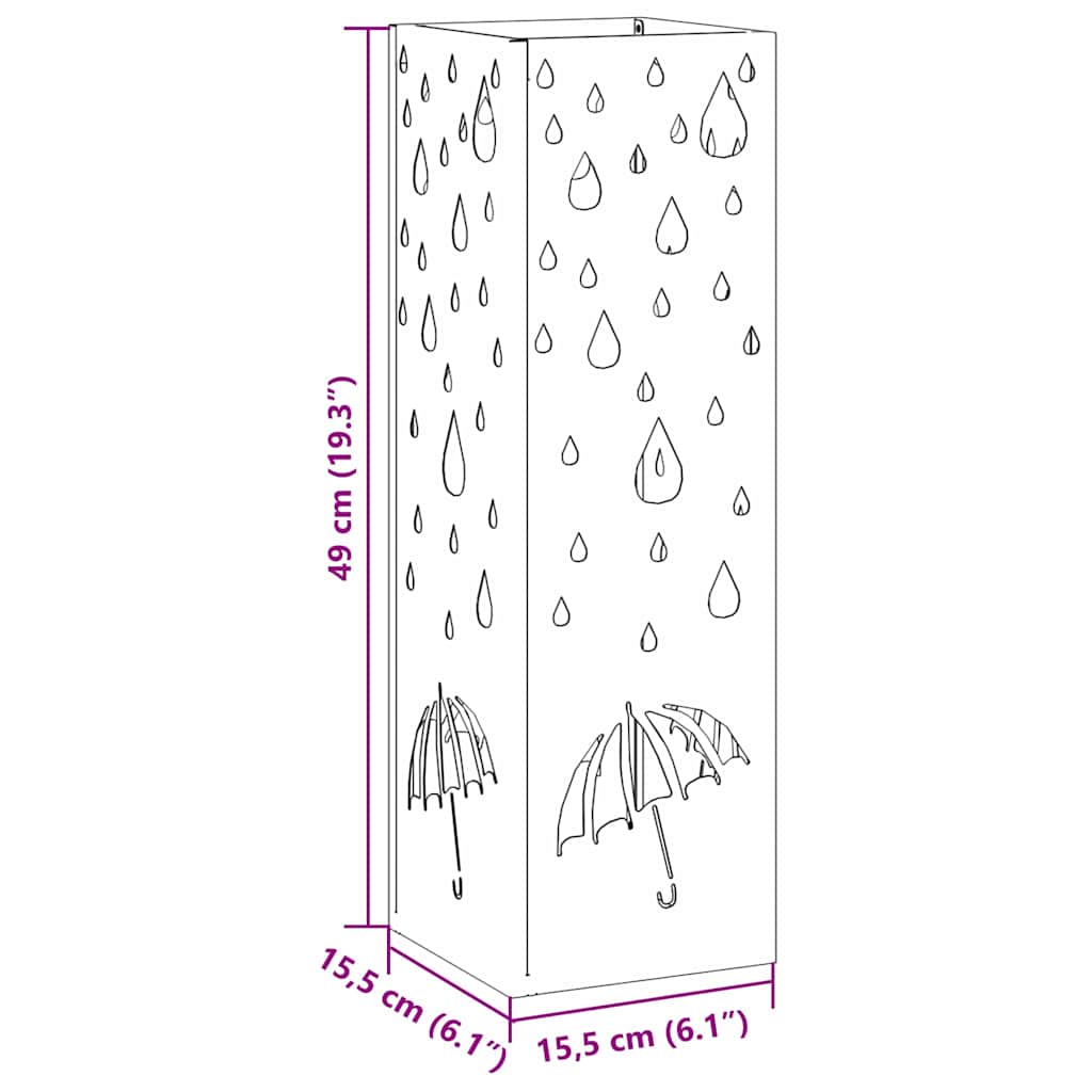 Regenschirmständer mit Speicher Rosa 15,5 x 15,5 x 49 cm Stahl