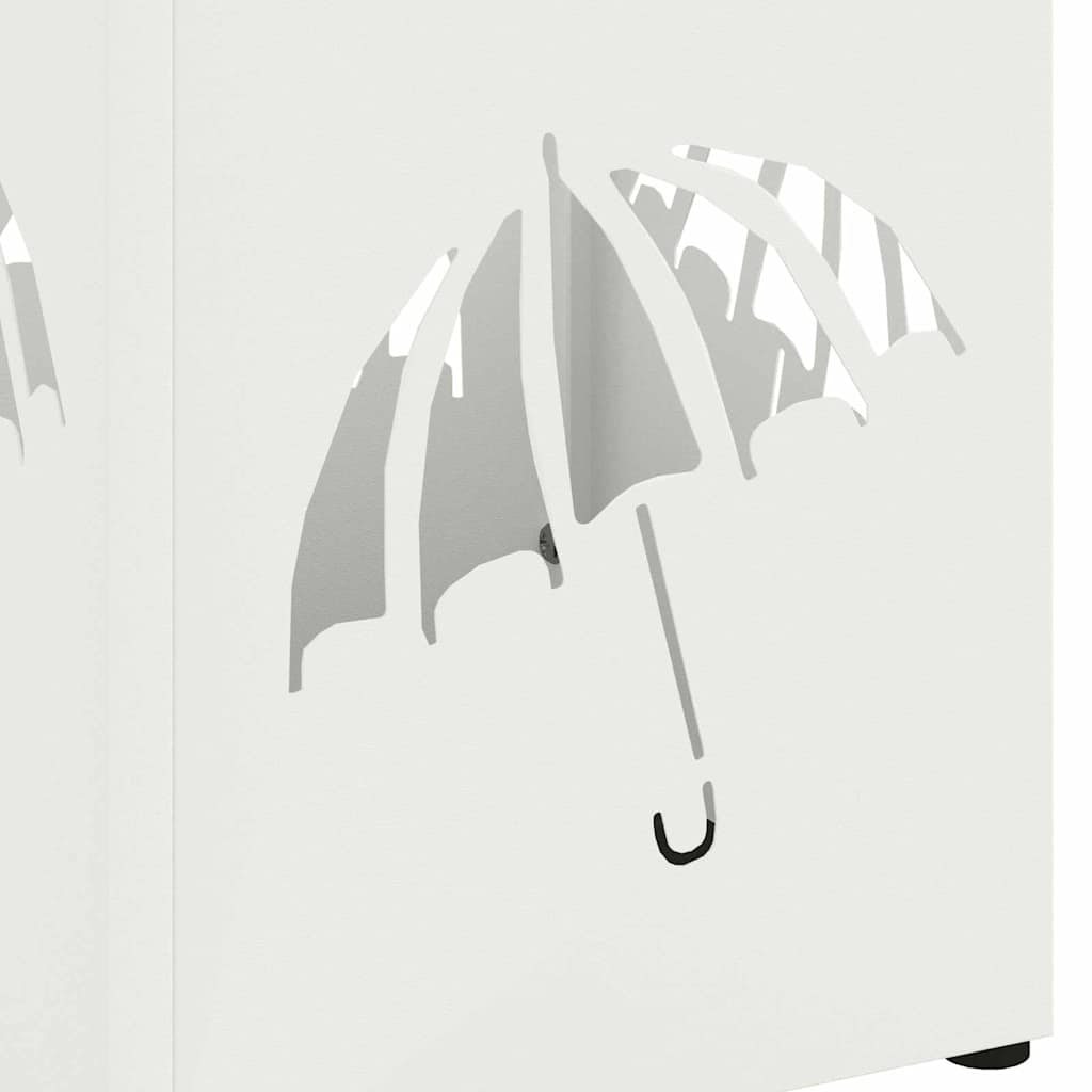 Regenschirmständer mit Speicher Weiß 15,5 x 15,5 x 49 cm Stahl