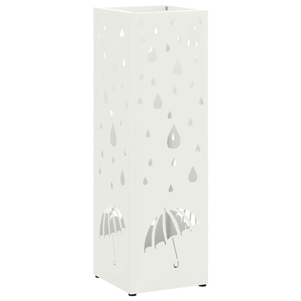 Regenschirmständer mit Speicher Weiß 15,5 x 15,5 x 49 cm Stahl