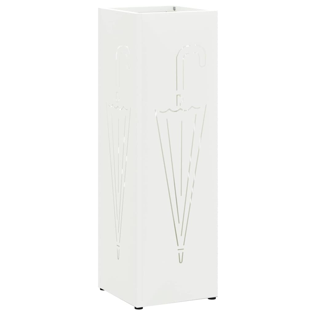 Regenschirmständer mit Speicher Weiß 15,5 x 15,5 x 49 cm Stahl