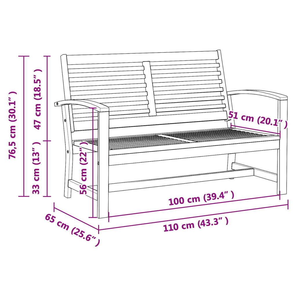 Bank Braun 110 x 65 x 76,5 cm Massivholz Teak