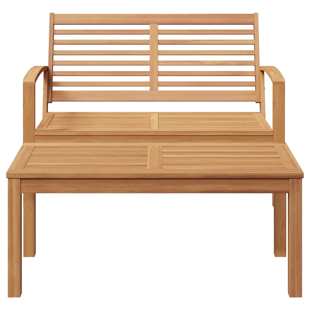 Gartenbank und Tischset 2 Stück Braun Massivholz Teak