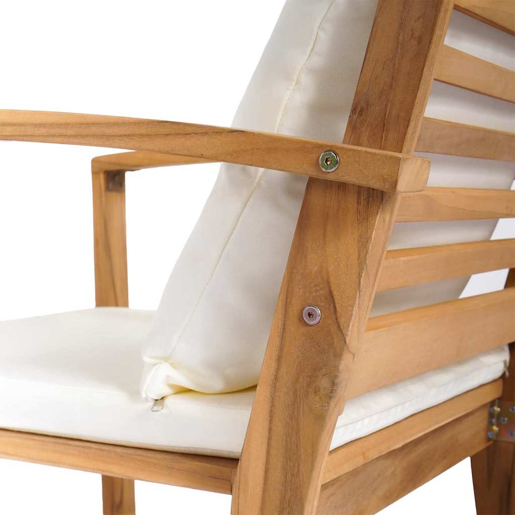 Bank Braun und Creme 110 x 66 x 76 cm Massivholz Teak
