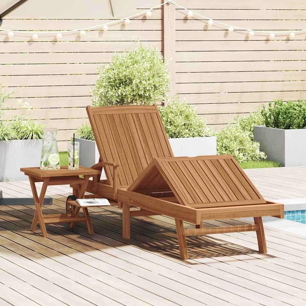 Sonnenliege 2 pcs Massives Teakholz Braun