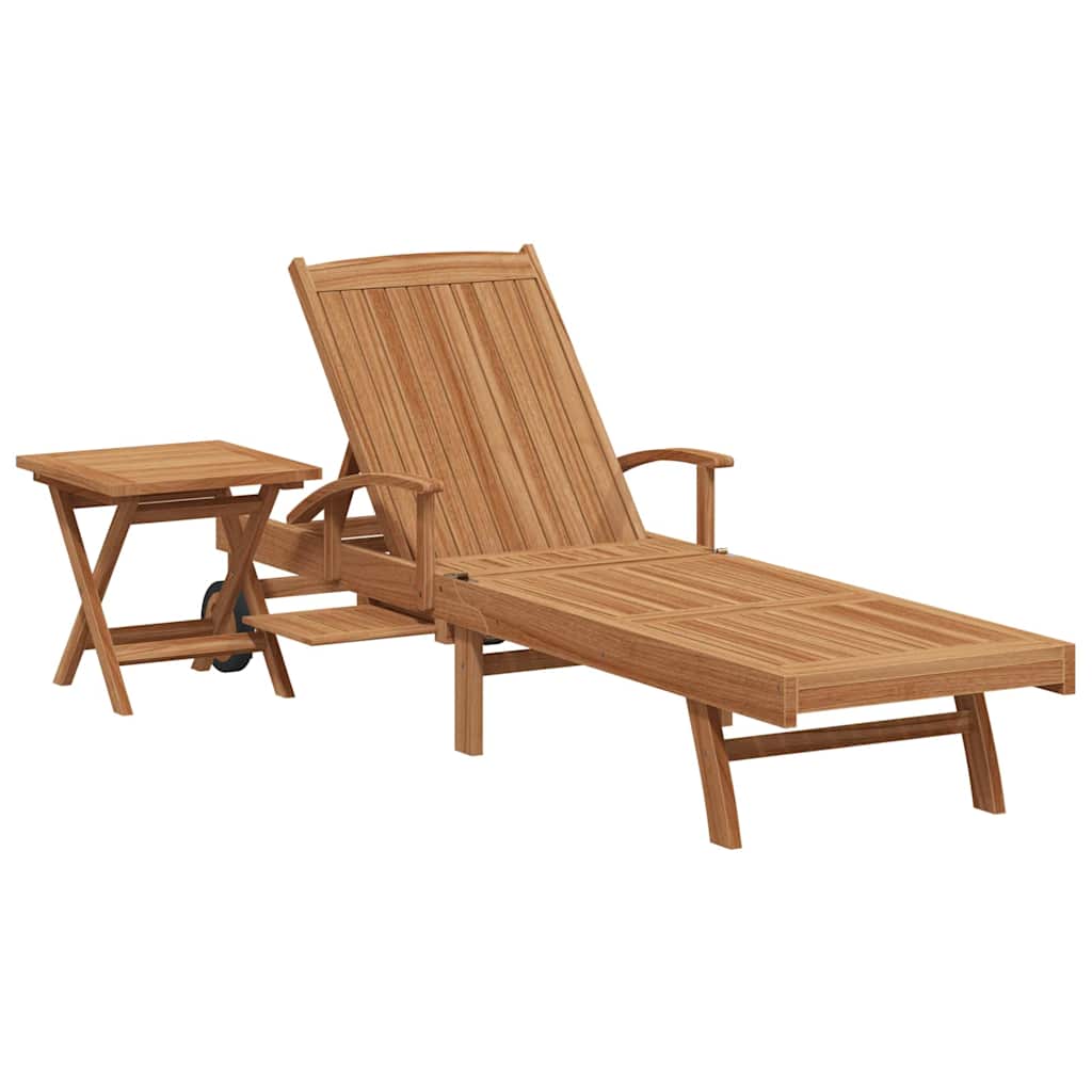 Sonnenliege 2 pcs Massives Teakholz Braun