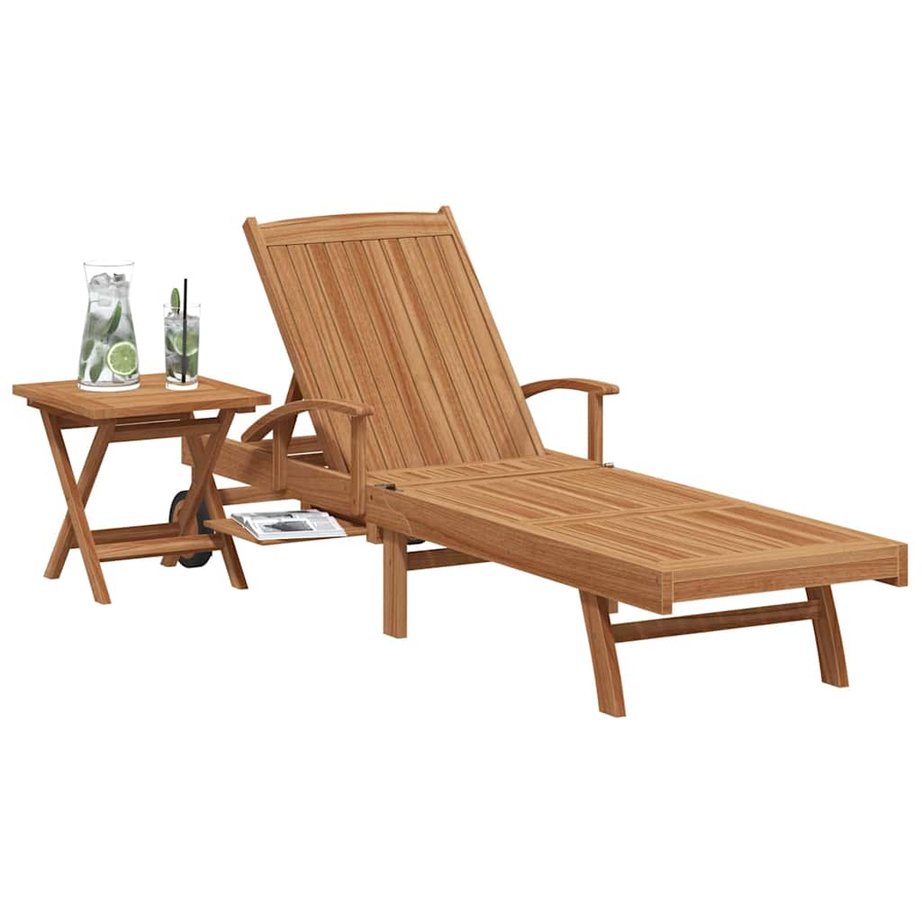 Sonnenliege 2 pcs Massives Teakholz Braun
