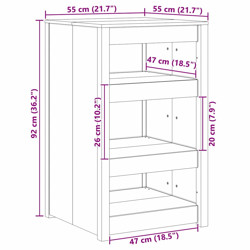 Küchenschrank MEPPEL Weiß 55 x 55 x 92 cm Massives Kiefernholz