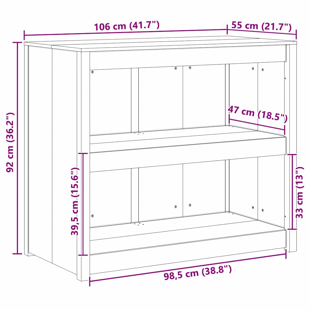 Küchenschrank MEPPEL Weiß 106 x 55 x 92 cm Massives Kiefernholz