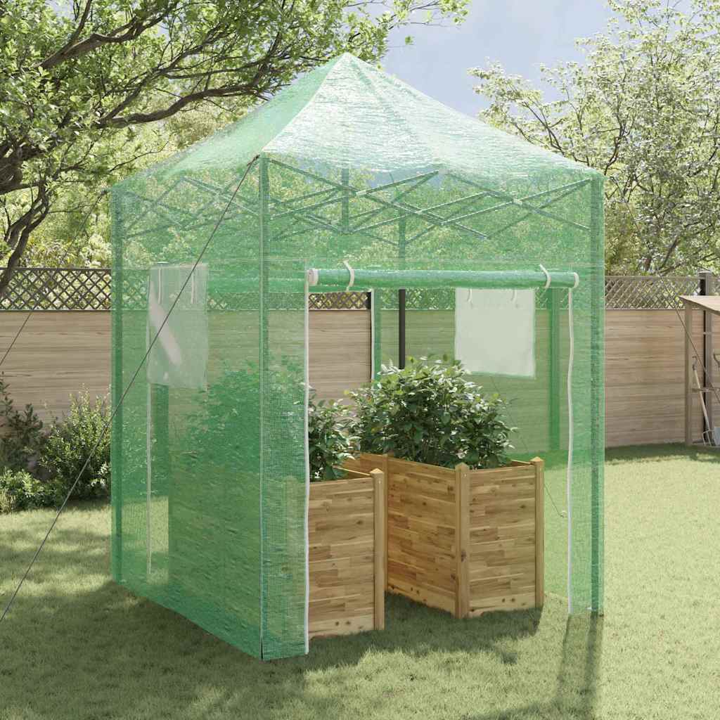 Gewächshaus mit Pop-up-Rahmen Grün 200 x 200 x 300 cm Eisen
