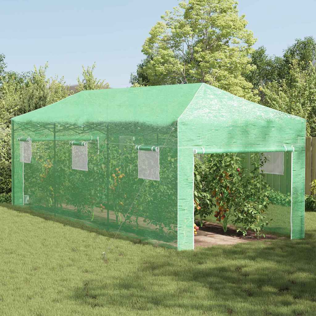 Gewächshaus mit Pop-up-Rahmen Grün 290 x 870 x 315 cm Eisen