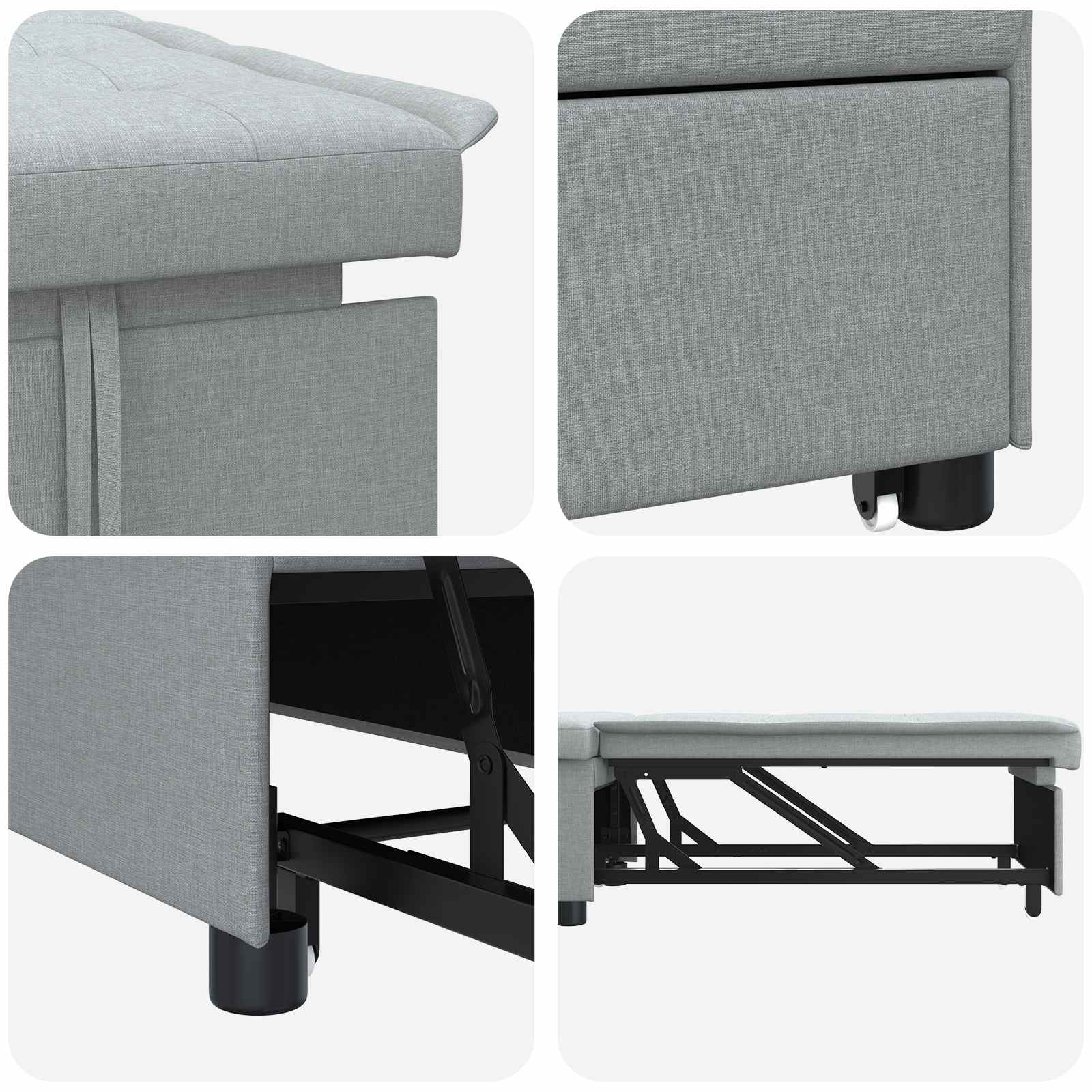 Schlafsofa Ausziehbar Hellgrau 194 x 50 x 82 cm Stoff