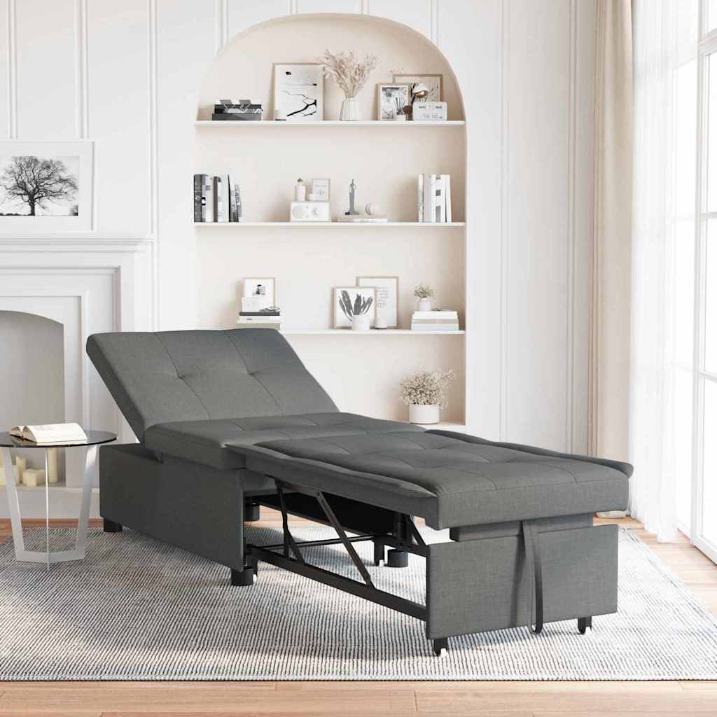 Schlafsofa Ausziehbar Dunkelgrau 194 x 50 x 82 cm Stoff