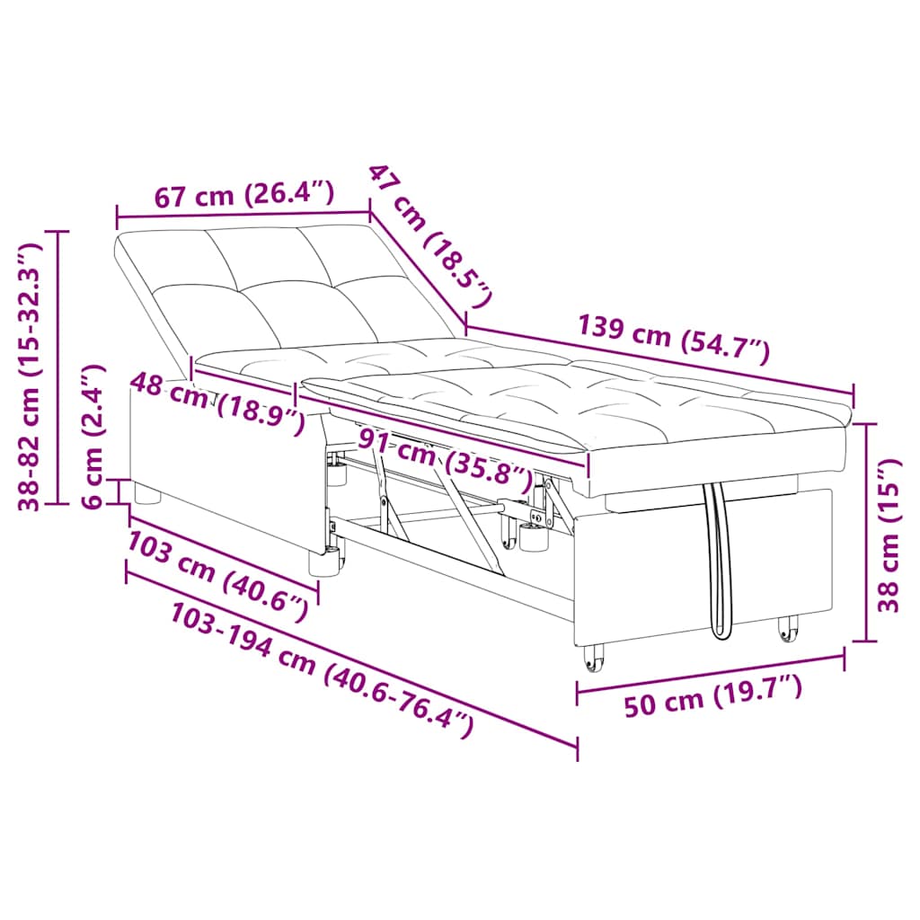 Schlafsofa Ausziehbar Rosa 194 x 50 x 82 cm Stoff