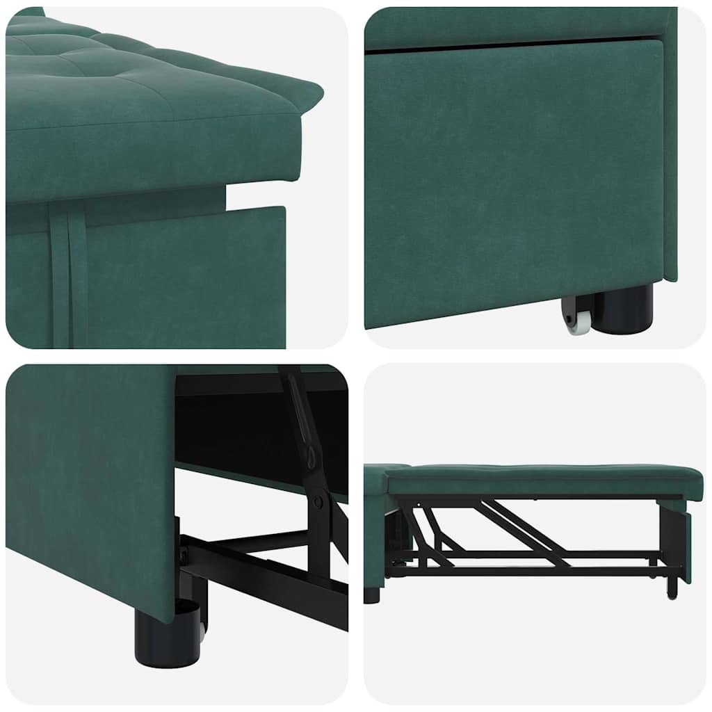 Schlafsofa Dunkelgrün 194 x 67 x 82 cm Samt
