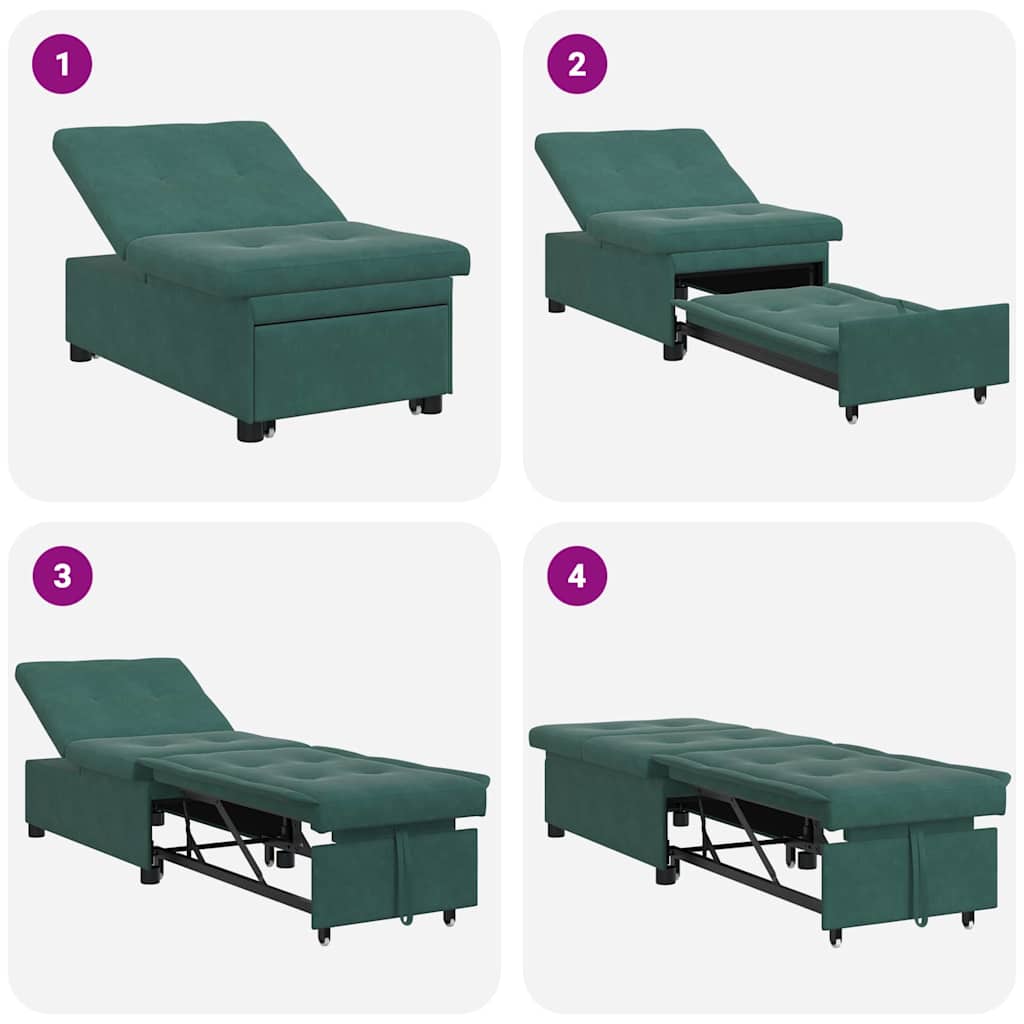 Schlafsofa Dunkelgrün 194 x 67 x 82 cm Samt