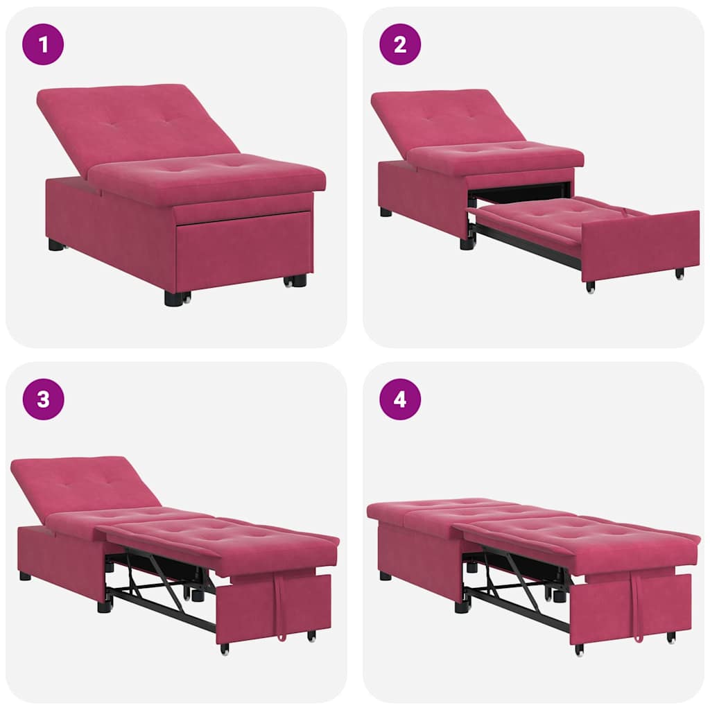 Schlafsofa Weinrot 194 x 67 x 82 cm Samt