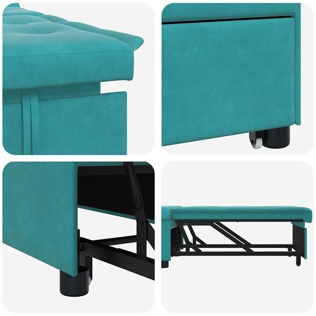 Schlafsofa Türkis 194 x 67 x 82 cm Samt