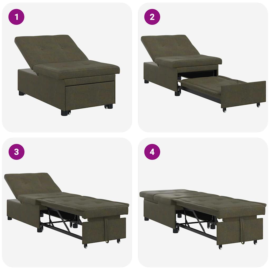 Schlafsofa Olivegrün 194 x 67 x 82 cm Huahua Stoff