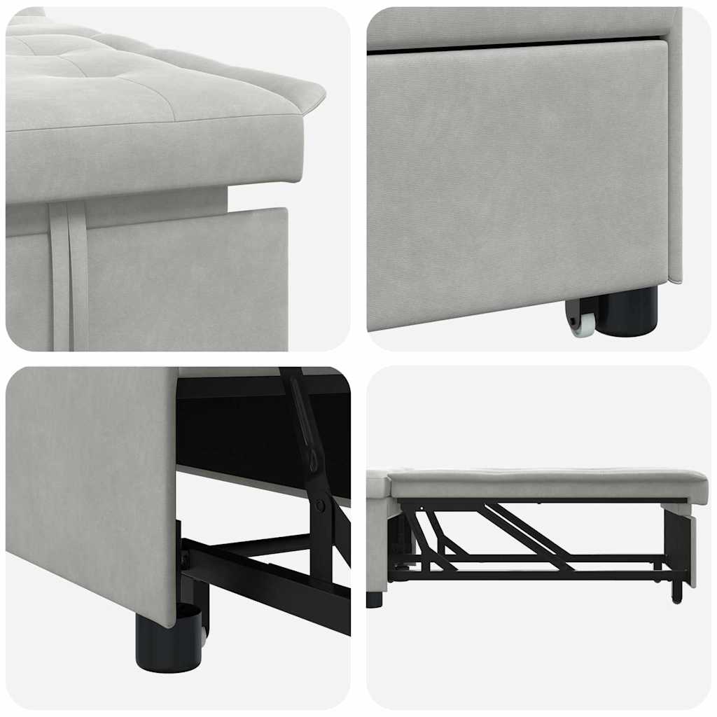 Schlafsofa Ausziehbar Hellgrau 194 x 67 x 82 cm Mikrofaser