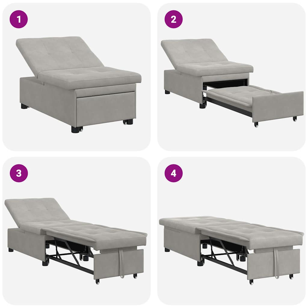 Schlafsofa Ausziehbar Hellgrau 194 x 67 x 82 cm Mikrofaser