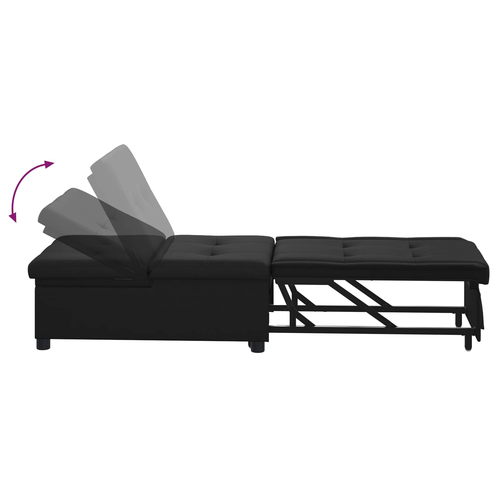 Schlafsofa Ausziehbar Schwarz 194 x 67 x 82 cm Mikrofaser