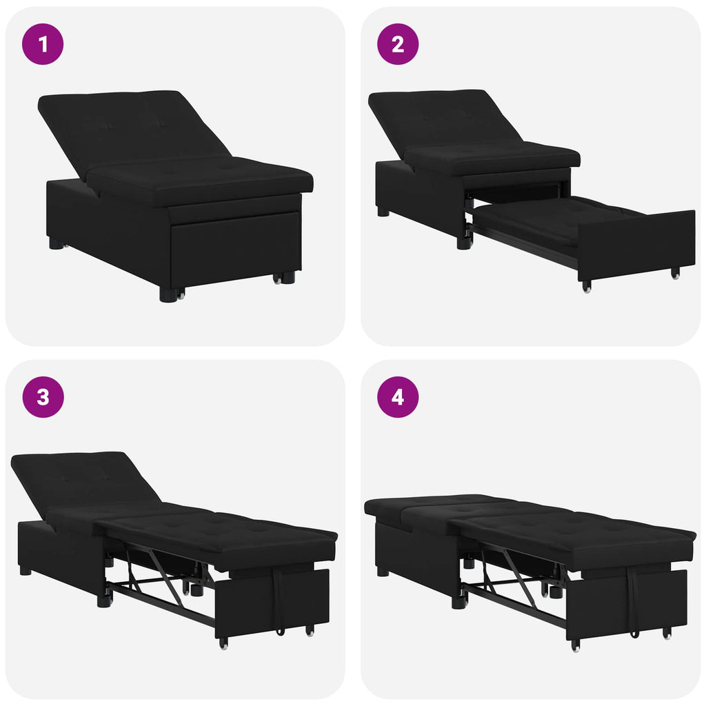 Schlafsofa Ausziehbar Schwarz 194 x 67 x 82 cm Mikrofaser