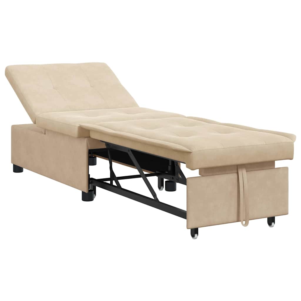 Schlafsofa Ausziehbar Creme 194 x 67 x 82 cm Mikrofaser