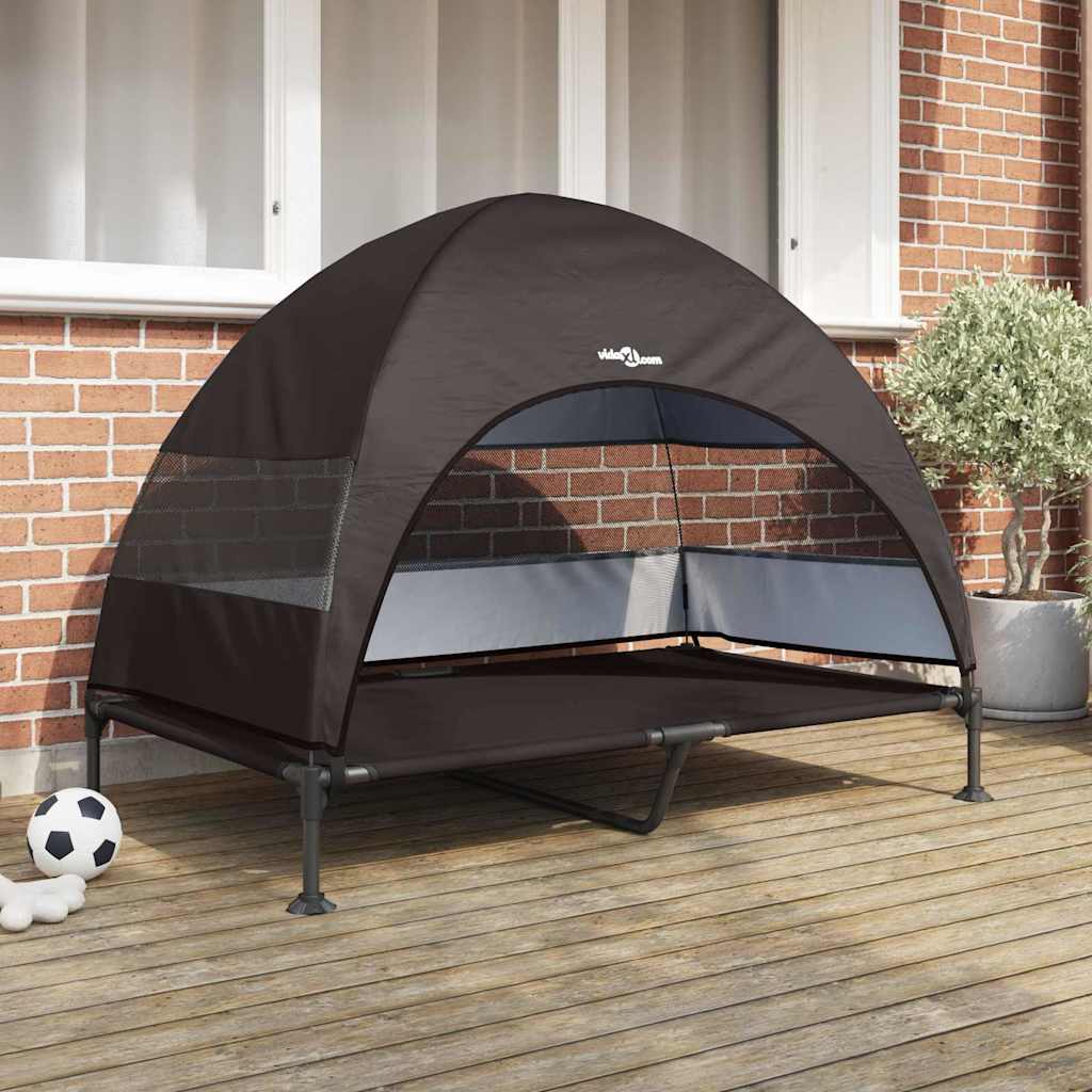 Hochgelegtes Hundebett Braun 127 x 81 x 108 cm Stoff und Stahl