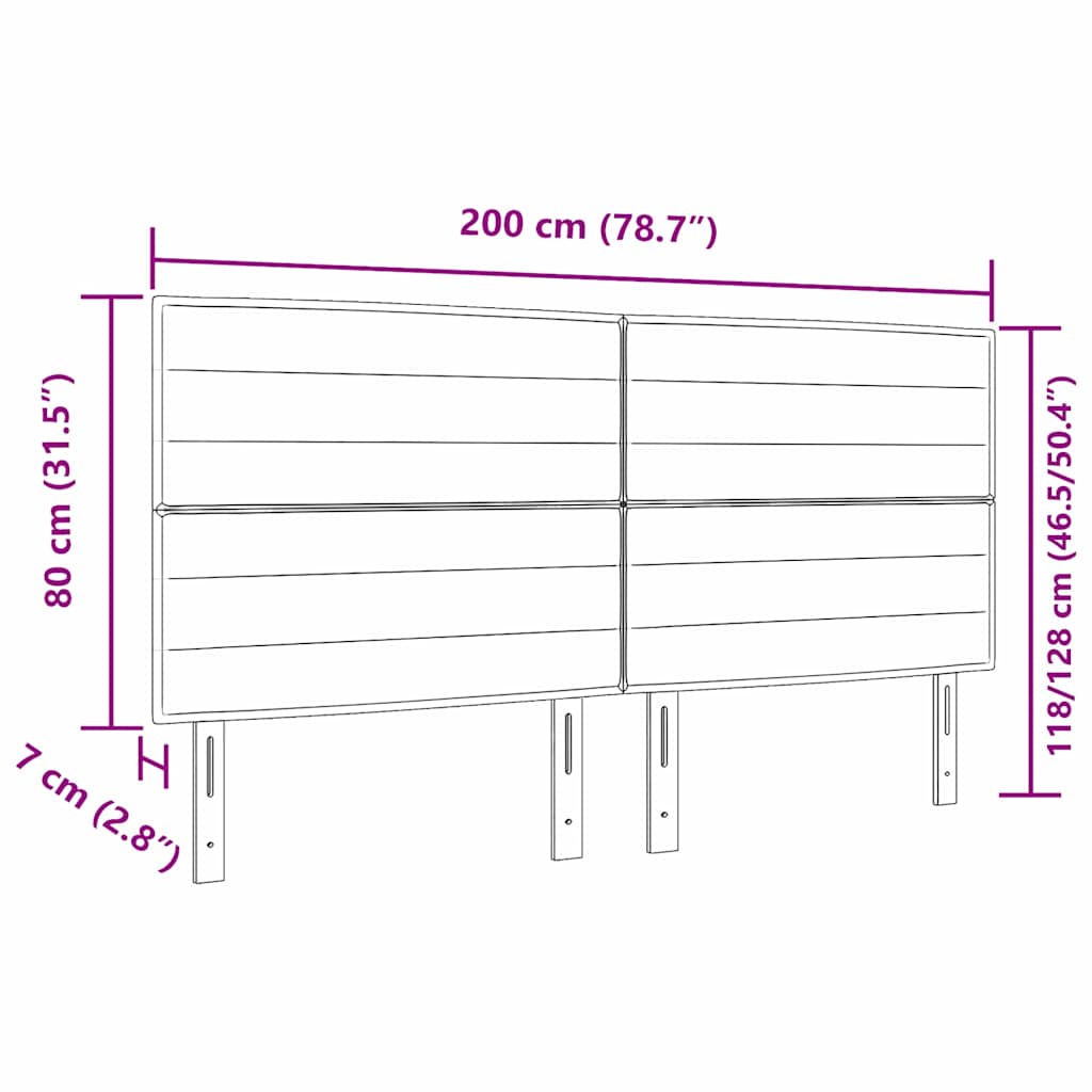 Kopfteil Hellgrau 200 cm Stoff