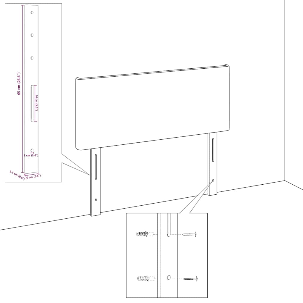 Kopfteil Schwarz 90 cm Samt